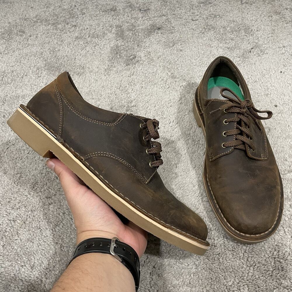 Clarks Bushacre 3 Lo Beeswax Brown Leather Oxfords Mens Size 8.5 Lace Up Shoes